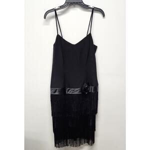 Vintage Jane Singer Black Flapper Dress, Size 8 Made In USA Dance/Gala/Whimsical